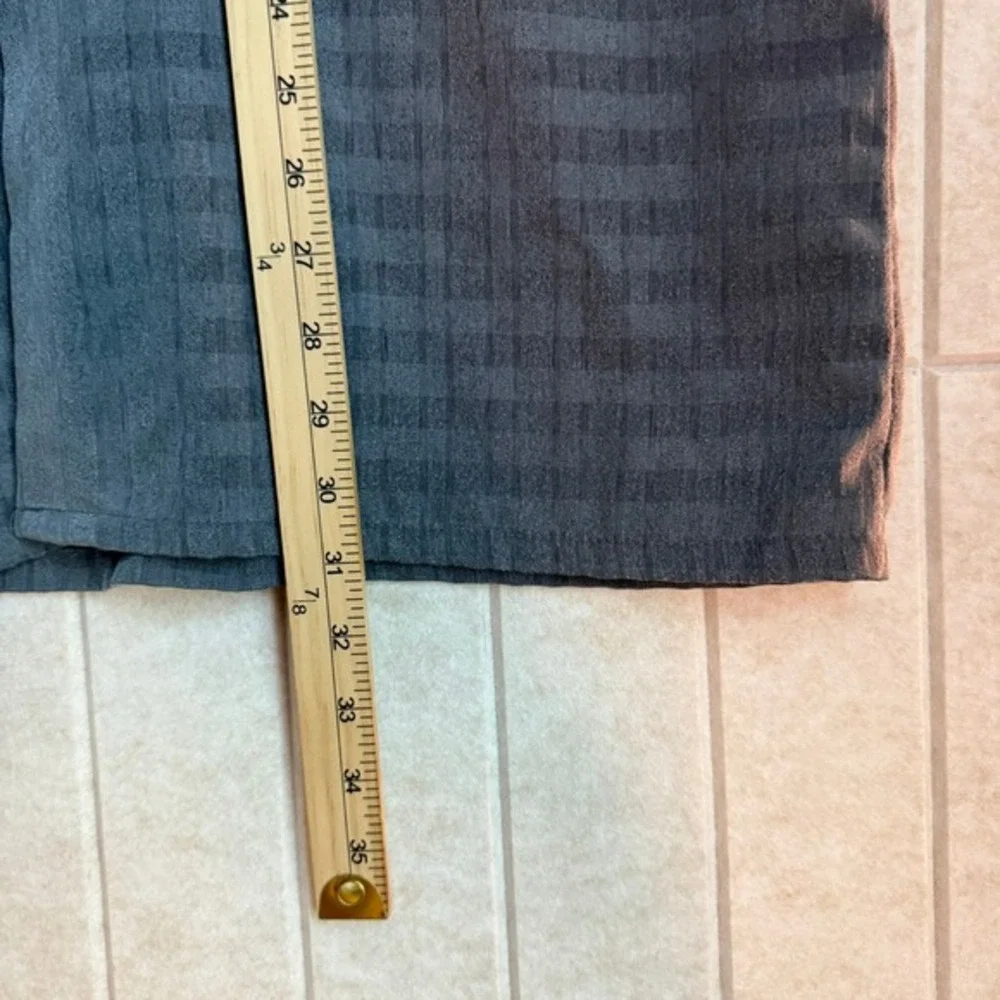 Elliott Grid Pattern Gray Polyester‎ Textured Button Down Shirt Mens Medium